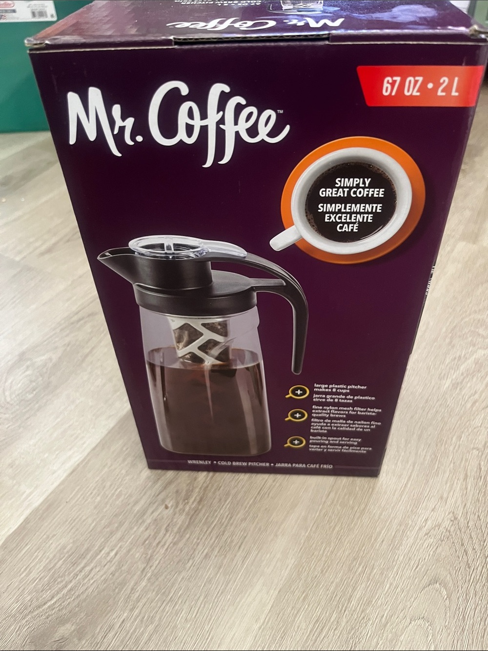 NWT Mr Coffee 67 oz cold brew pitcher